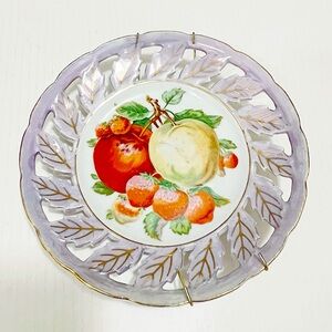 Vintage LM Royal Halsey Very Fine Porcelain Collector Plates Fruits Design